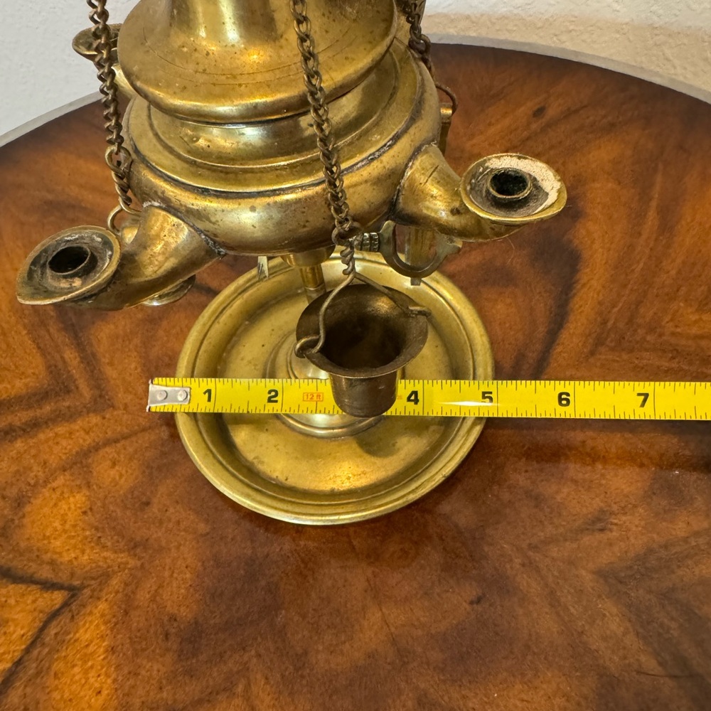 Antique Italian Cast Brass 4 Burner Lucerne Oil Lamp - Picture 10 of 10